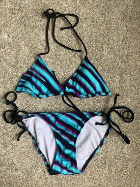 Venus Women's 2-Piece Bikini, Blue/Purple Zebra Print, size 2/S NWOT